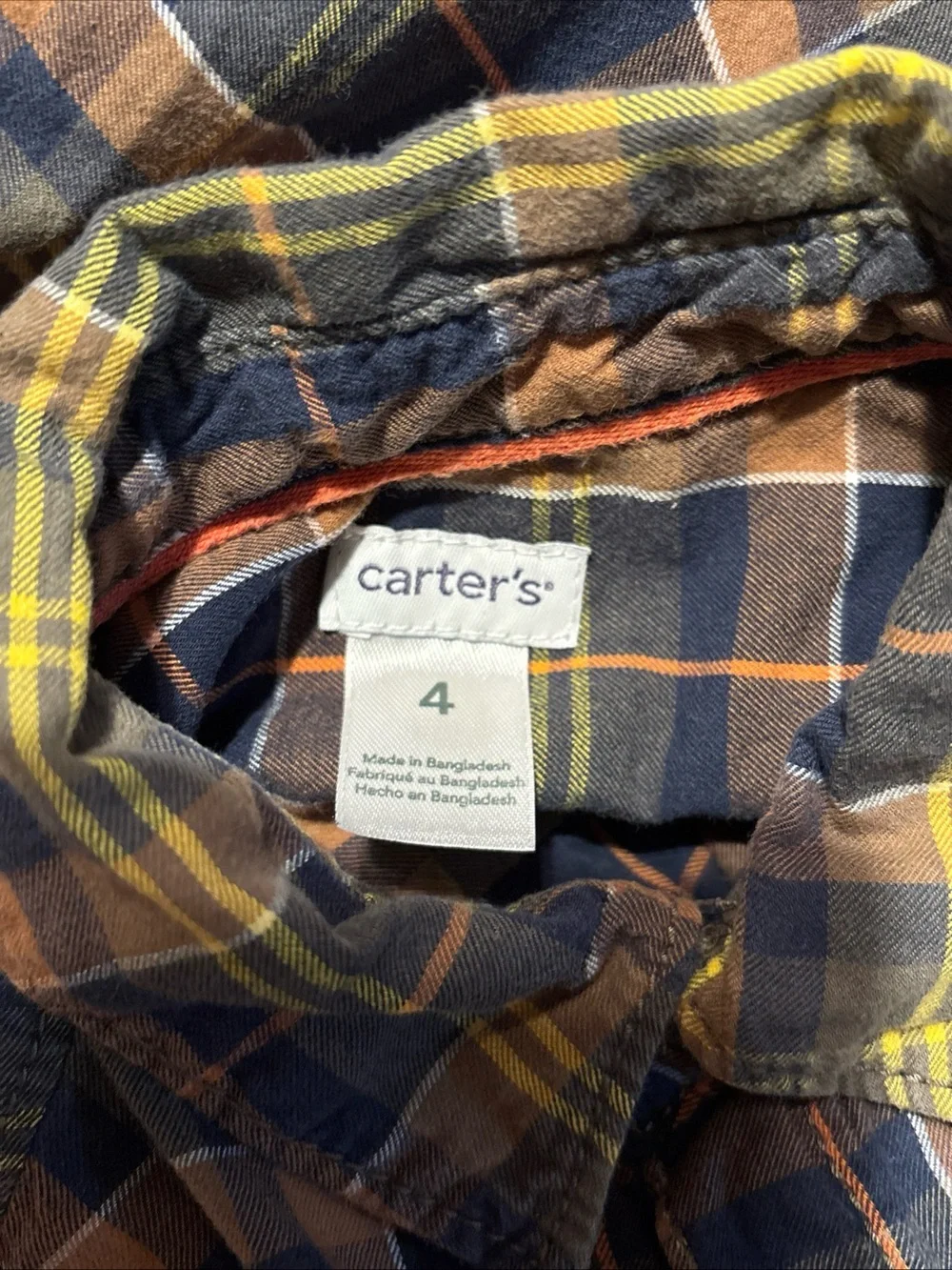 Carter's Navy, Brown & Yellow Plaid Button-Up Shirt